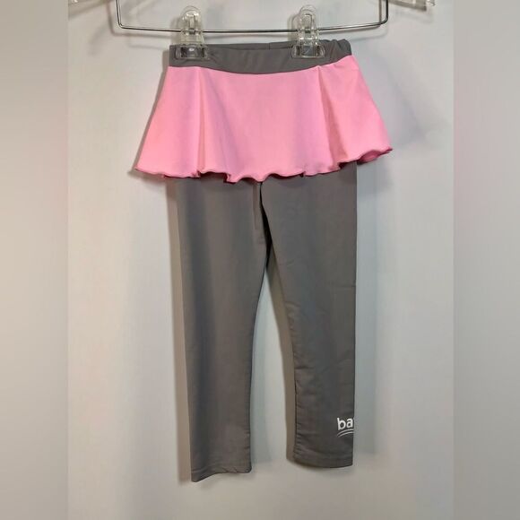 Girls Gray Leggings with Built-in Pink Skirt, Size M - Picture 1 of 7